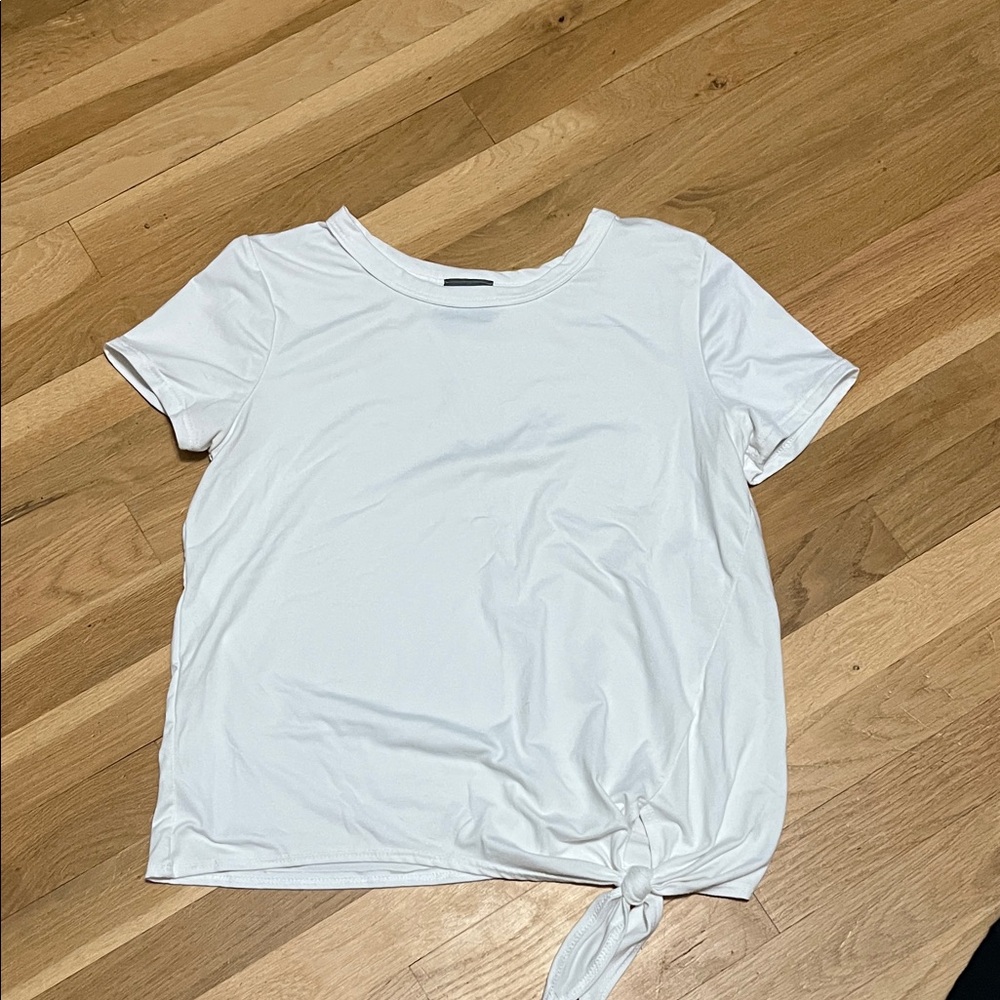 Olivia Rae White Tie-Front Short Sleeve Tee